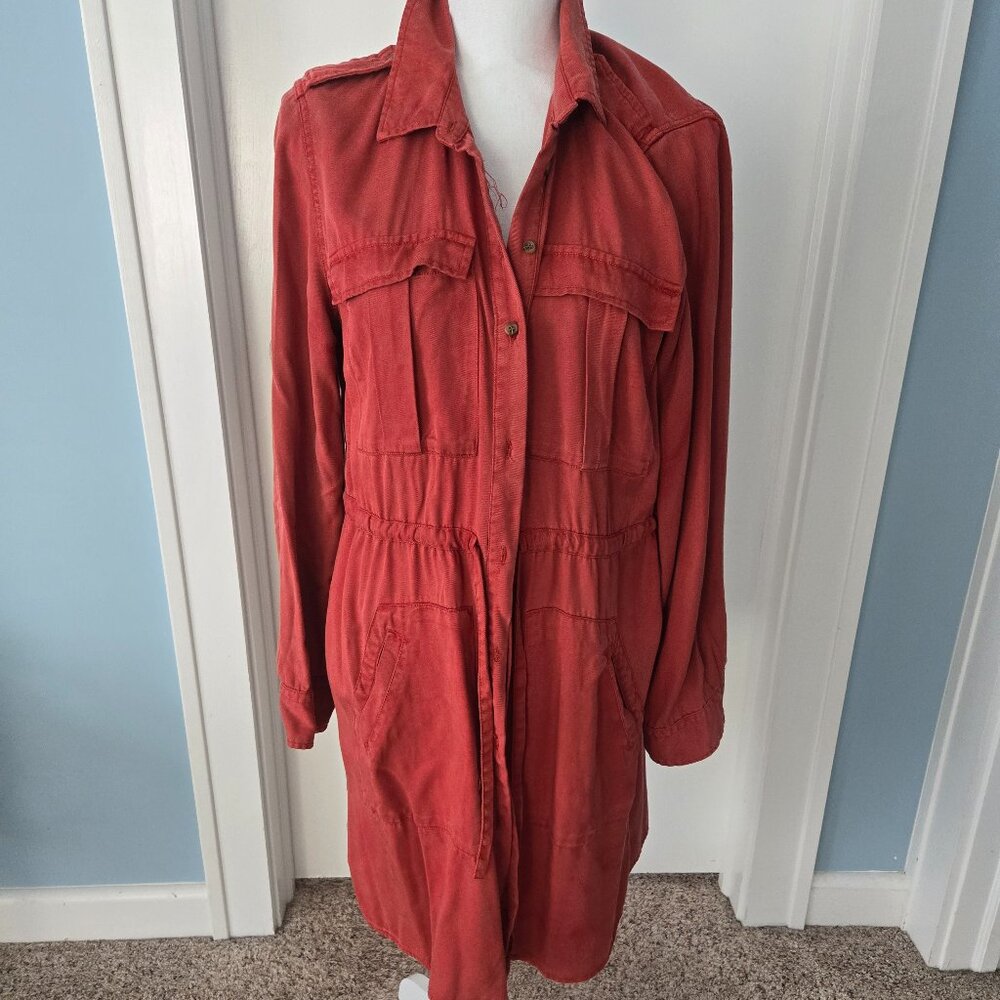 Velvet heart  burgandy rusty red fall  shirt dress with belt M Y2k